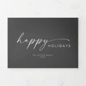 Carte De Fin D'année Trois Volets Arc moderne Boho Grey Happy Holidays Photo Collage (Page de couverture)