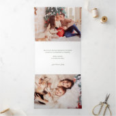 Carte De Fin D'année Trois Volets Arc moderne Floral Noël Cheval Script Photo (Intérieur)