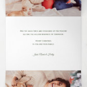 Carte De Fin D'année Trois Volets Arc moderne Floral Noël Cheval Script Photo (Intérieur au milieu)