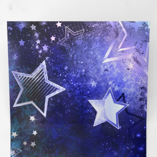 Carte De Fin D'année Trois Volets Arrière - plan spatial avec étoiles (Intérieur en premier)