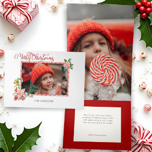 Carte De Fin D'année Trois Volets Bâton de bonbon festif Joyeux Noël Une photo