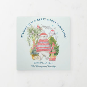 Carte De Fin D'année Trois Volets Bear Joyeux Noël 5 Photos Festive Newsletter