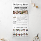 Carte De Fin D'année Trois Volets Bilan annuel Nouvelles de journaux Photos de famil (Intérieur)