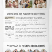 Carte De Fin D'année Trois Volets Bilan annuel Nouvelles de journaux Photos de famil (Intérieur au milieu)