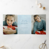 Carte De Fin D'année Trois Volets Bleu Abstrait, Typographie moderne & Photo (Intérieur)