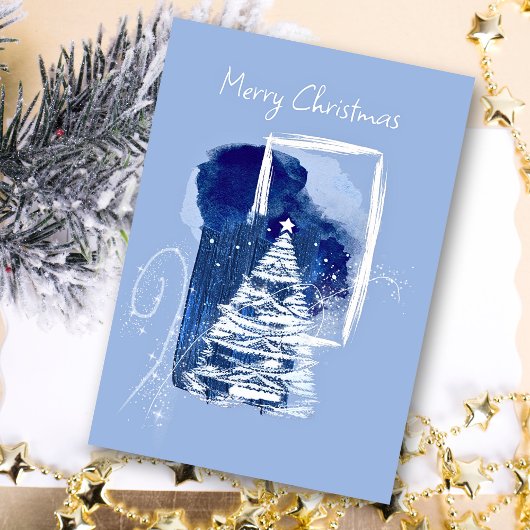 Carte De Fin D'année Trois Volets Blue Christmas Multi Photo Collage