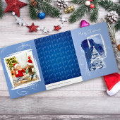 Carte De Fin D'année Trois Volets Blue Christmas Multi Photo Collage