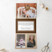 Carte De Fin D'année Trois Volets Bois de Noël rustique et vignes Multi-Photo (Intérieur)