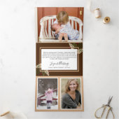 Carte De Fin D'année Trois Volets Branches de Noël rustiques et baies Multi Photo (Intérieur)