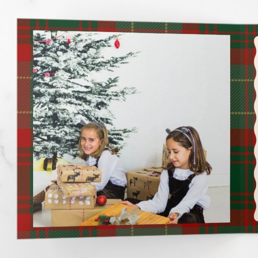 Carte De Fin D'année Trois Volets Buffalo Plaid Festive Photos Noël (Intérieur en premier)