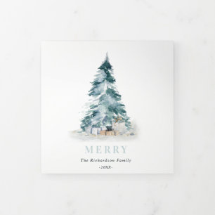Carte De Fin D'année Trois Volets Cadeaux d'arbre de Noël Peace Snow Pine 3 Photos