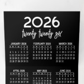 Carte De Fin D'année Trois Volets Calendrier, Logo - Black White Modern Business (Intérieur en premier)