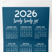 Carte De Fin D'année Trois Volets Calendrier moderne avec logo - Blue Green Business (Intérieur en premier)