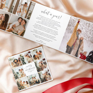 Carte De Fin D'année Trois Volets Calligraphie multiphoto Joyeux Noël blanc