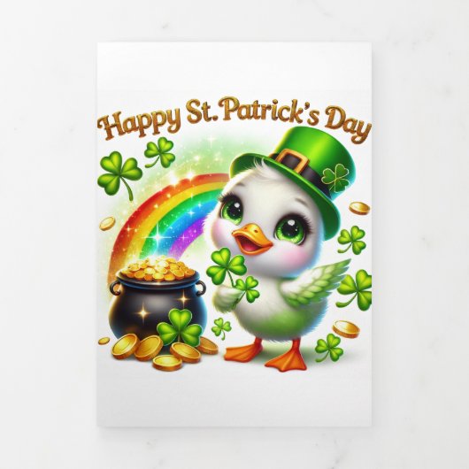 Carte De Fin D'année Trois Volets Carte de la Saint Patrick avec Festive Duck (Page de couverture)