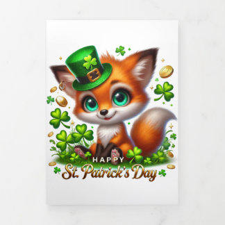Carte De Fin D'année Trois Volets Carte de la Saint Patrick avec Fox