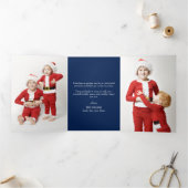 Carte De Fin D'année Trois Volets Carte de Noël photo triptyque Holly Happy Holidays (Intérieur)