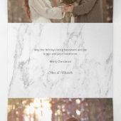 Carte De Fin D'année Trois Volets Chic Marbre Argent Joyeuse Typographie Photo (Intérieur au milieu)