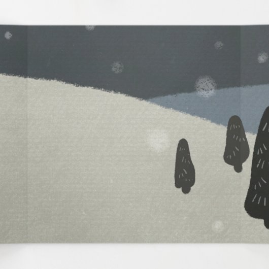 Carte De Fin D'année Trois Volets Christmas card: Happy reindeers 三つ折りクリスマスカー (Intérieur au milieu)