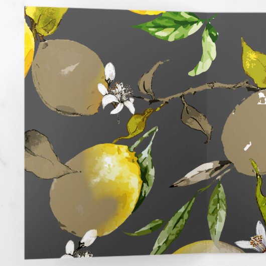 Carte De Fin D'année Trois Volets citrons d'aquarelle 35 (Intérieur en premier)