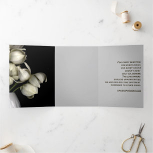Carte De Fin D'année Trois Volets "Cœur blanc en noir de la lune" & Silence Doute
