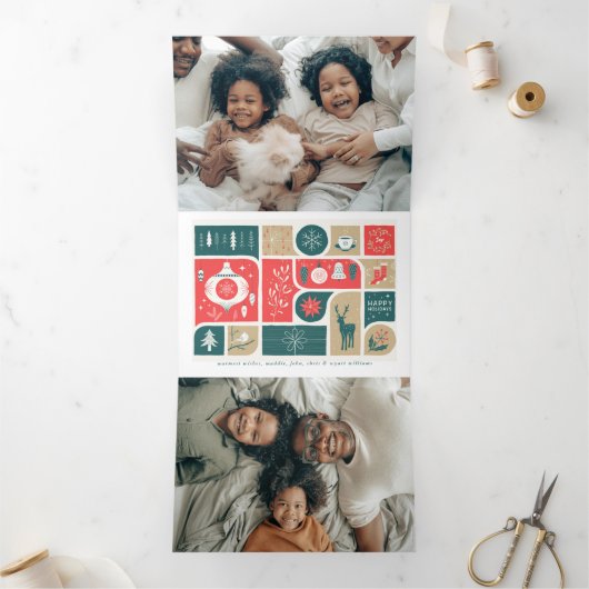 Carte De Fin D'année Trois Volets Collage Festive Holiday (Intérieur)