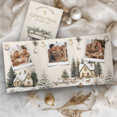 Carte De Fin D'année Trois Volets Cottages neige Village d'hiver 4 Photo Noël