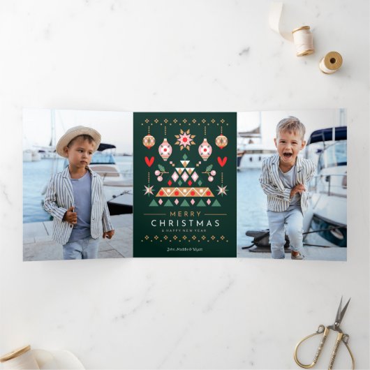 Carte De Fin D'année Trois Volets Création de Noël scandinave (Intérieur)