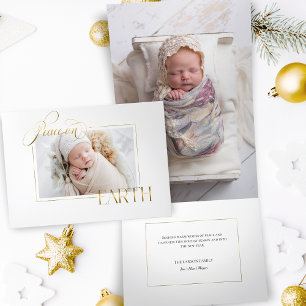 Carte De Fin D'année Trois Volets Elegant Gold Peace on Earth Photo