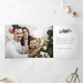 Carte De Fin D'année Trois Volets Elegant Winter Botanical Wreath w/Monogram 2-Photo (Intérieur)