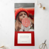 Carte De Fin D'année Trois Volets Festive Candy Cane Merry Christmas One Photo (Intérieur)