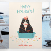 Carte De Fin D'année Trois Volets Festive Cat Holiday (Intérieur au milieu)