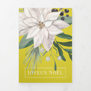 Carte De Fin D'année Trois Volets Fleurs d'hiver Joyeux Noël Élégant Noël