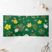 Carte De Fin D'année Trois Volets Fleurs jaunes et roses blanches 6 (Intérieur)