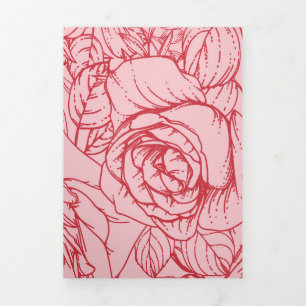 Carte De Fin D'année Trois Volets Fleurs Motif 14