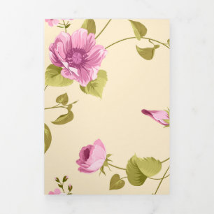 Carte De Fin D'année Trois Volets Fleurs Motif 16
