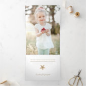 Carte De Fin D'année Trois Volets Flocon de neige en or tiré à la main Photo de Noël (Intérieur)