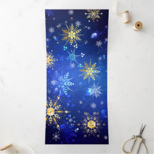 Carte De Fin D'année Trois Volets Fond bleu de Noël avec flocons d'or