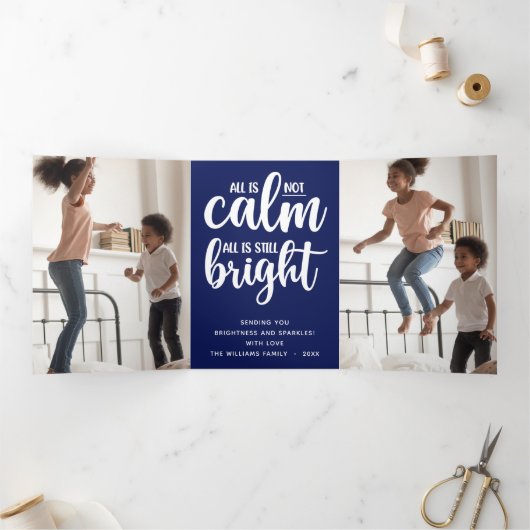 Carte De Fin D'année Trois Volets Funny Tout n'est pas calme Noël bleu (Intérieur)