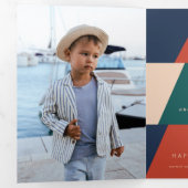 Carte De Fin D'année Trois Volets Géométrie de Noël moderne (Intérieur en premier)