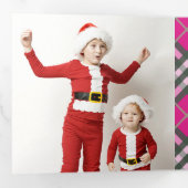 Carte De Fin D'année Trois Volets Glam Hot rose Tartan Plaid Noël (Intérieur en premier)