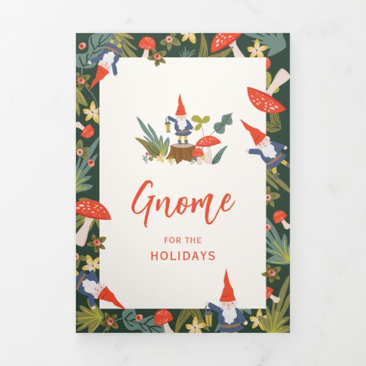 Carte De Fin D'année Trois Volets Gnome pour les fêtes Noël (Page de couverture)