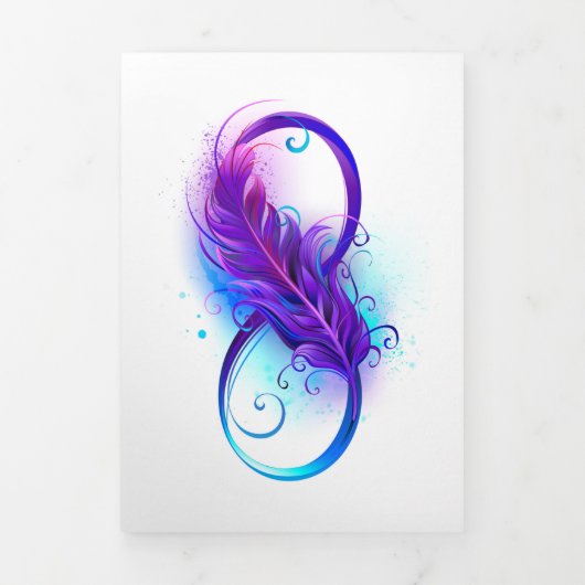 Carte De Fin D'année Trois Volets Infinity with Purple Feather (Page de couverture)