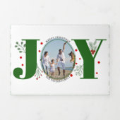 Carte De Fin D'année Trois Volets Joie verte et baies photo de vacances de Noël (Page de couverture)