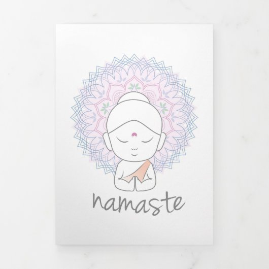 Carte De Fin D'année Trois Volets Joli Bouddha Disant Namasté (Page de couverture)