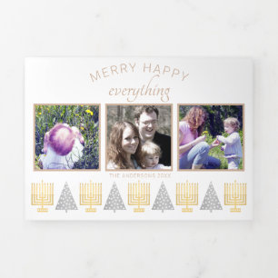 Carte De Fin D'année Trois Volets Joyeux Happy Tan Elégant Interfoi 5 Photo