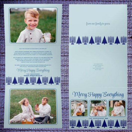 Carte De Fin D'année Trois Volets Joyeux Marine Interconfessionnel Élégant Script 4