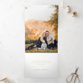 Carte De Fin D'année Trois Volets Joyeux Noël Arbre à perles d'or 4 Photo Collage (Intérieur)