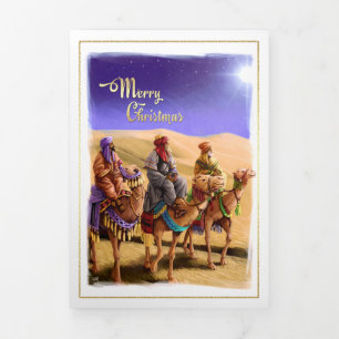 Carte De Fin D'année Trois Volets Joyeux Noël. Art de la Nativité afro-américaine
