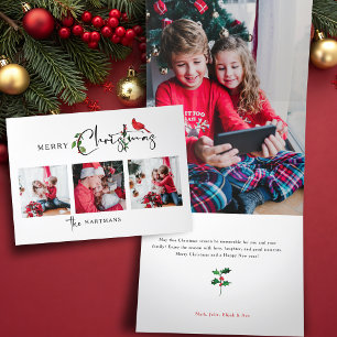 Carte De Fin D'année Trois Volets Joyeux Noël Calligraphie Botanique 3 Photo